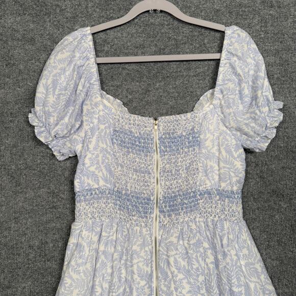 Lulus Large Off The Shoulder Shift Mini Dress White Floral Cottagecore Milkmaid - Picture 4 of 12